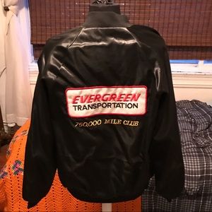 Vintage black satin trucker jacket